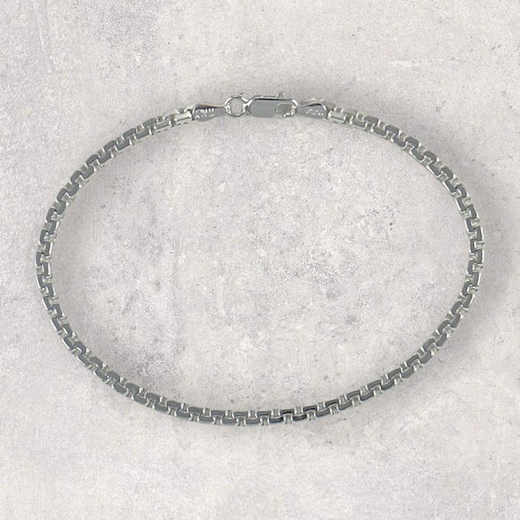 925 ITALY Sterling Silver Diamond Cut 2.75mm Box Chain Men's Bracelet - Picture 3 of 4